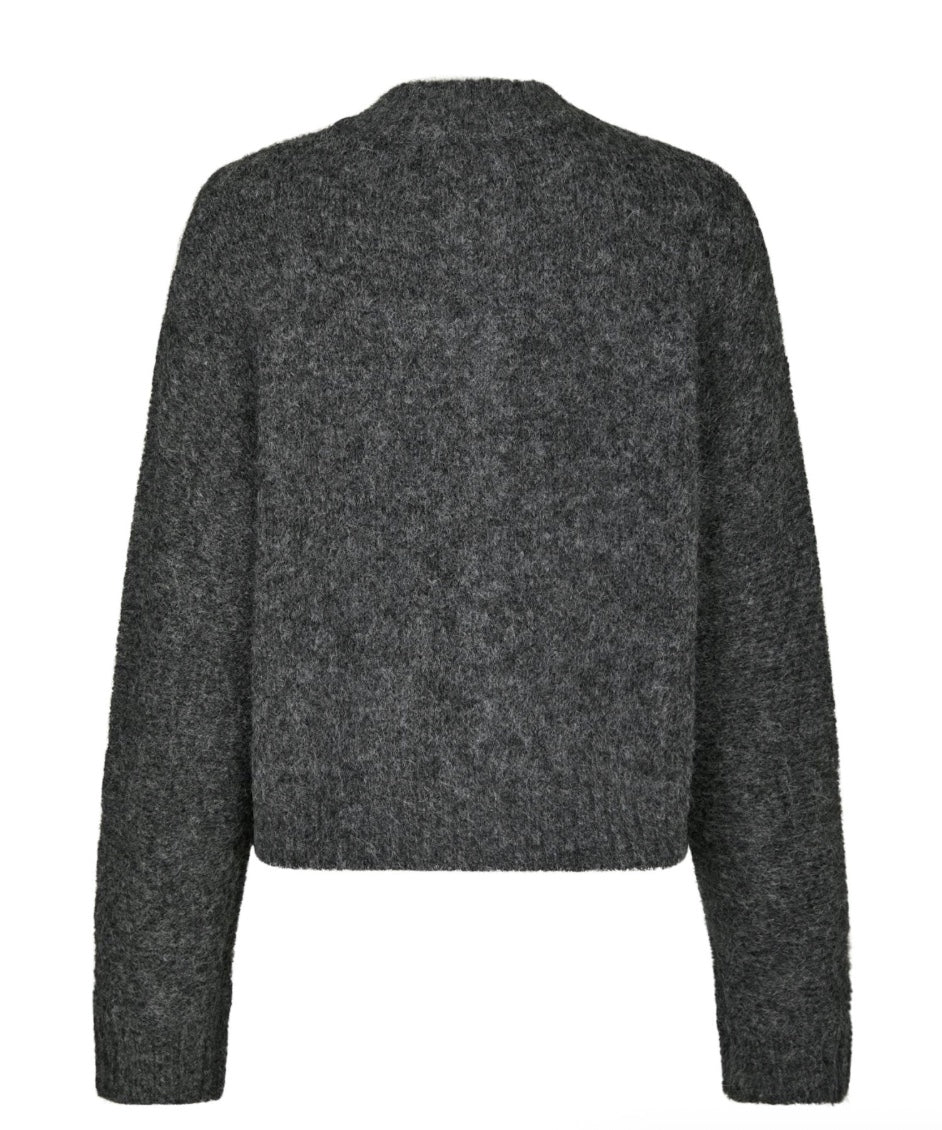 TAURA FLUFFY KNIT CARDIGAN NEO NOIR