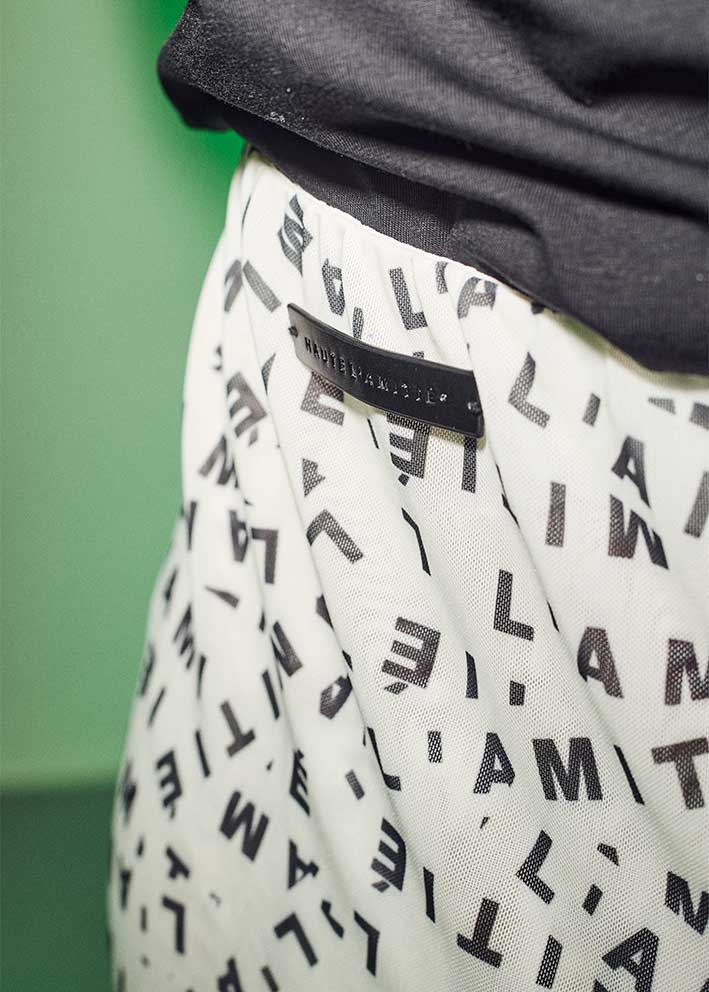 Mesh Logo Pencil Skirt