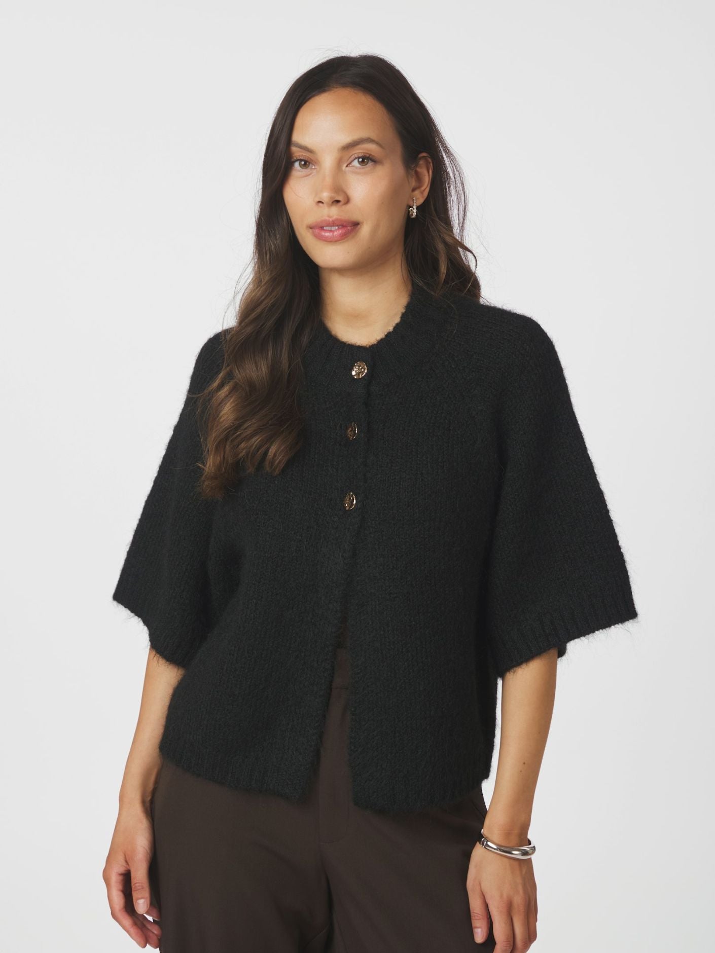 BENUTA FLUFFY KNIT CARDIGAN NEO NOIR
