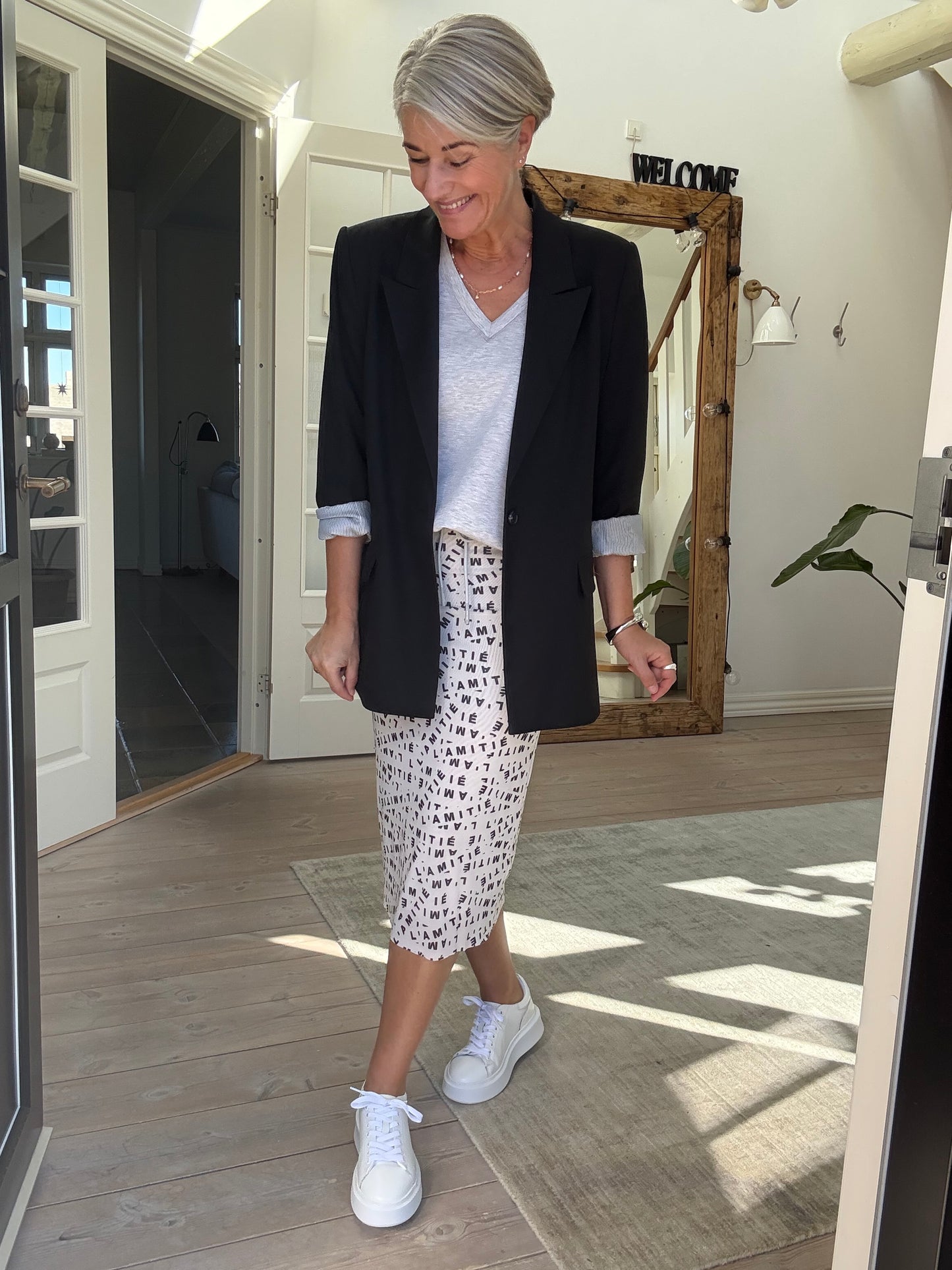 Mesh Logo Pencil Skirt