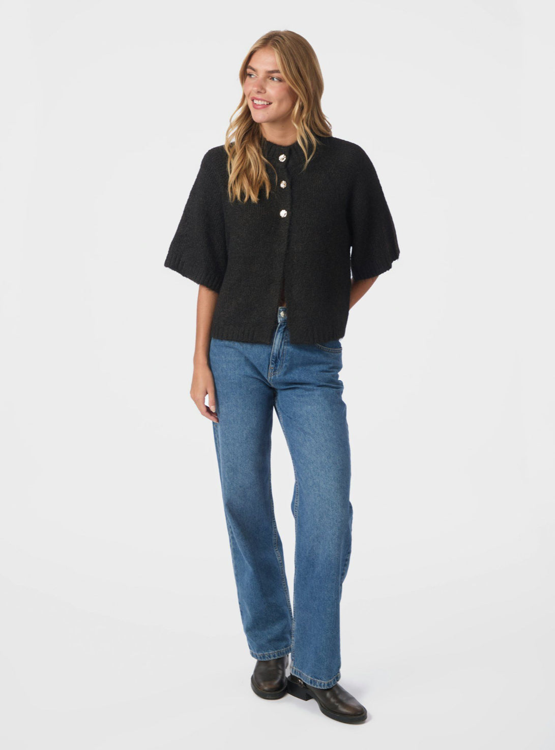 BENUTA FLUFFY KNIT CARDIGAN NEO NOIR