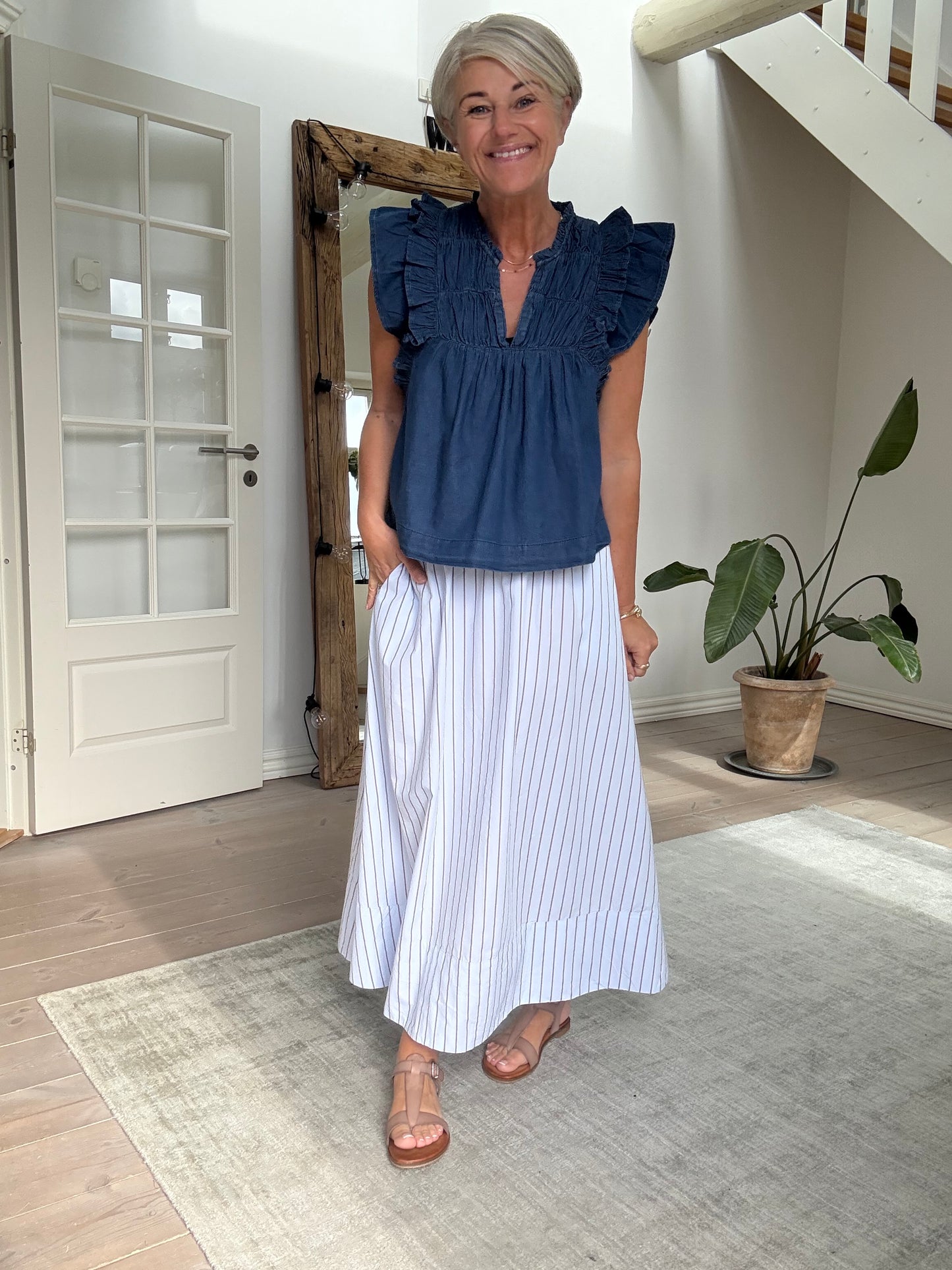 JAYLA DENIM TOP NEO NOIR