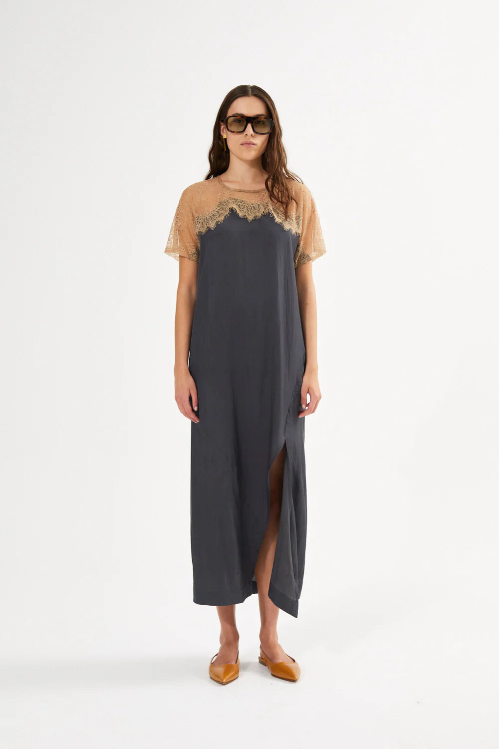 Botilla Sheer Lace T-Shirt Kjole