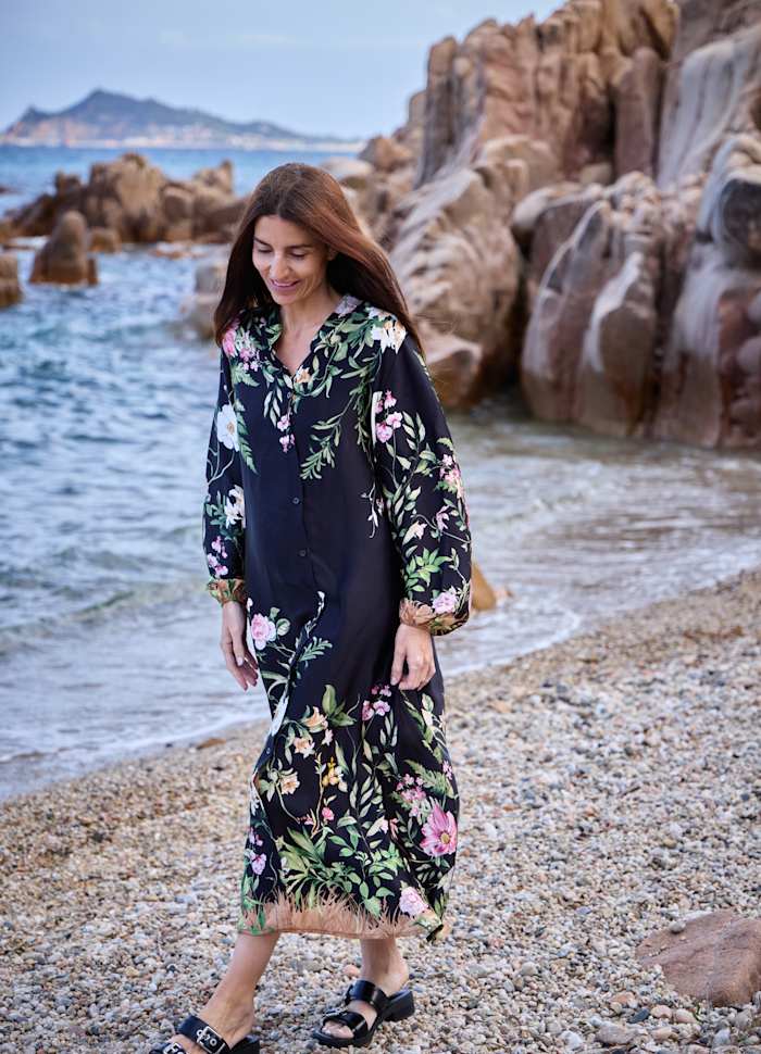 ZENNIA FLOWER KJOLE BLACK COLOUR