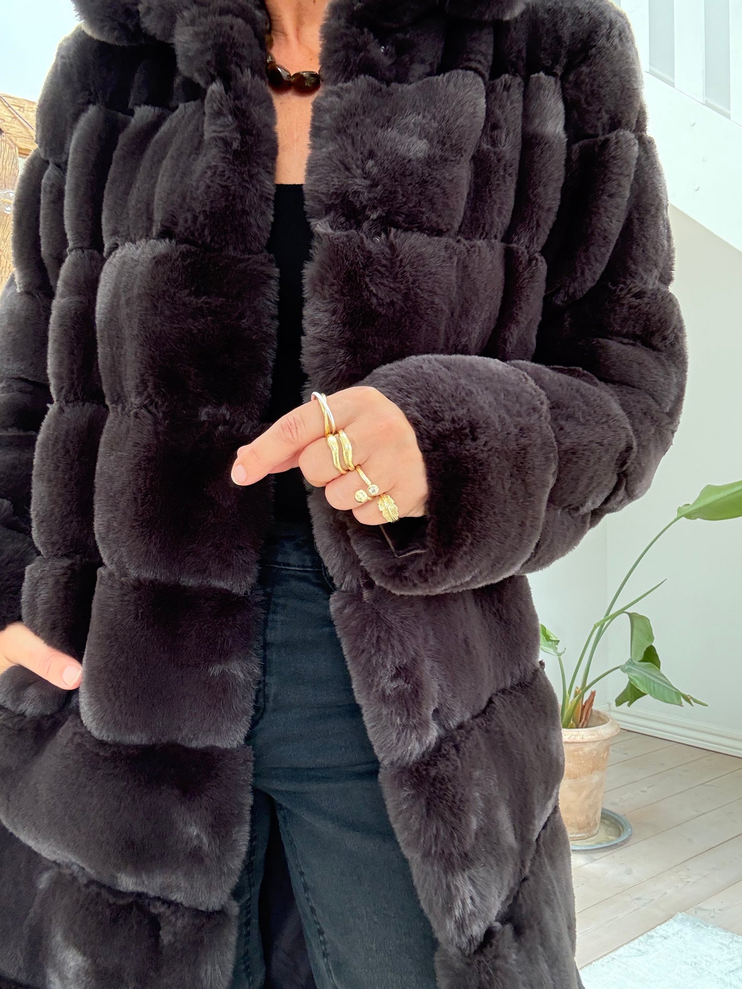 LANG FAKE FUR JAKKE NOTYZ