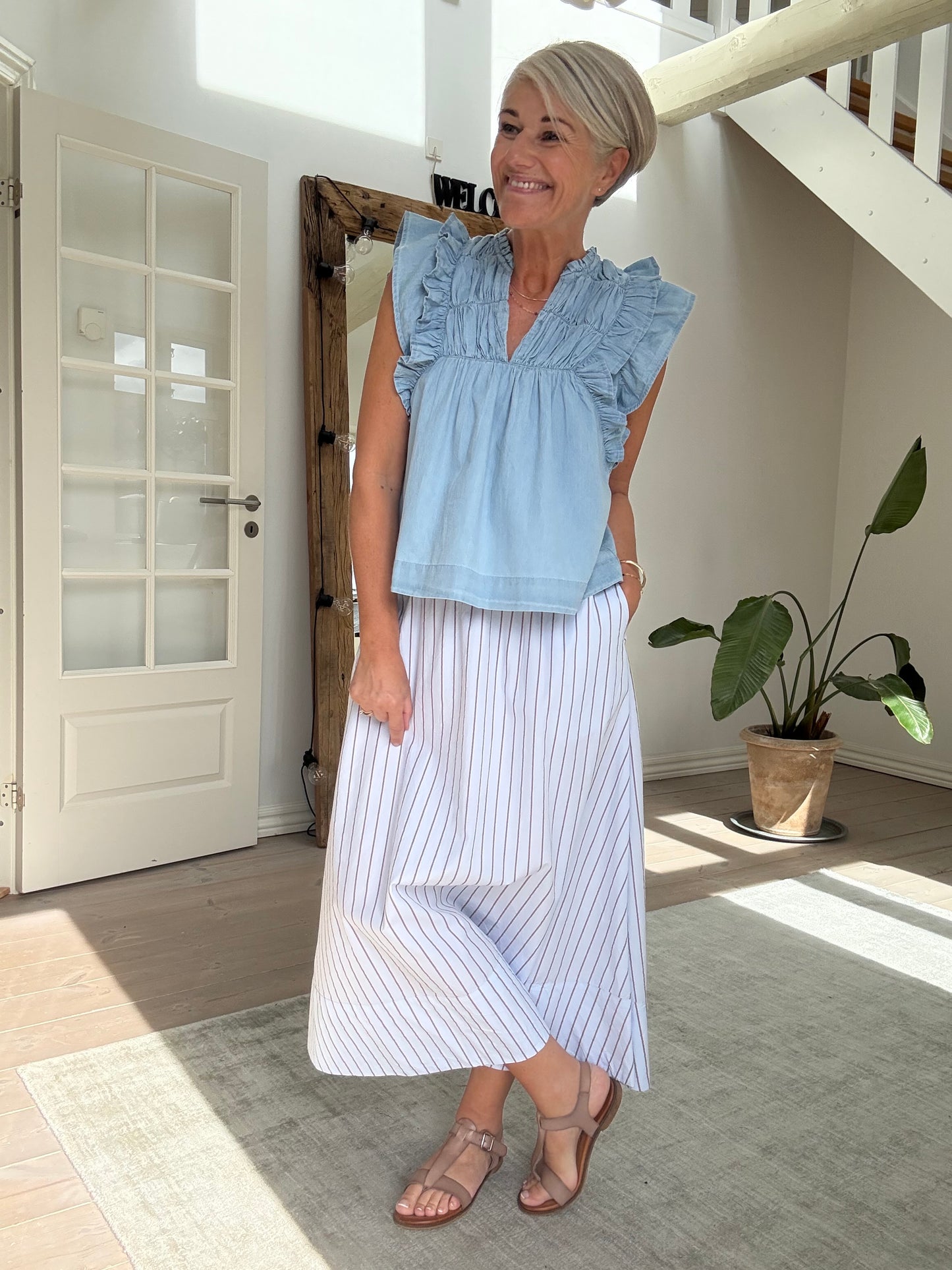 JAYLA DENIM TOP NEO NOIR