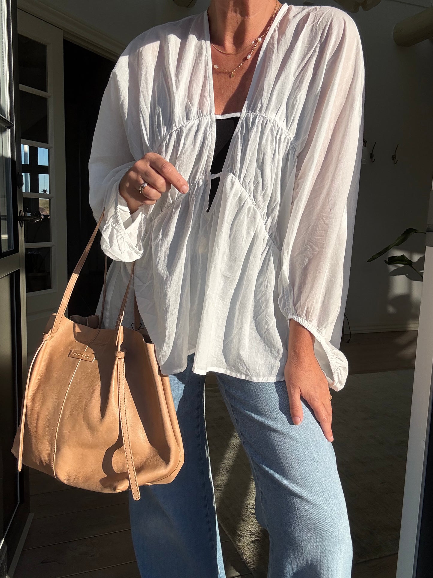 Corrie Cotton Voile Deep V-Neck Top