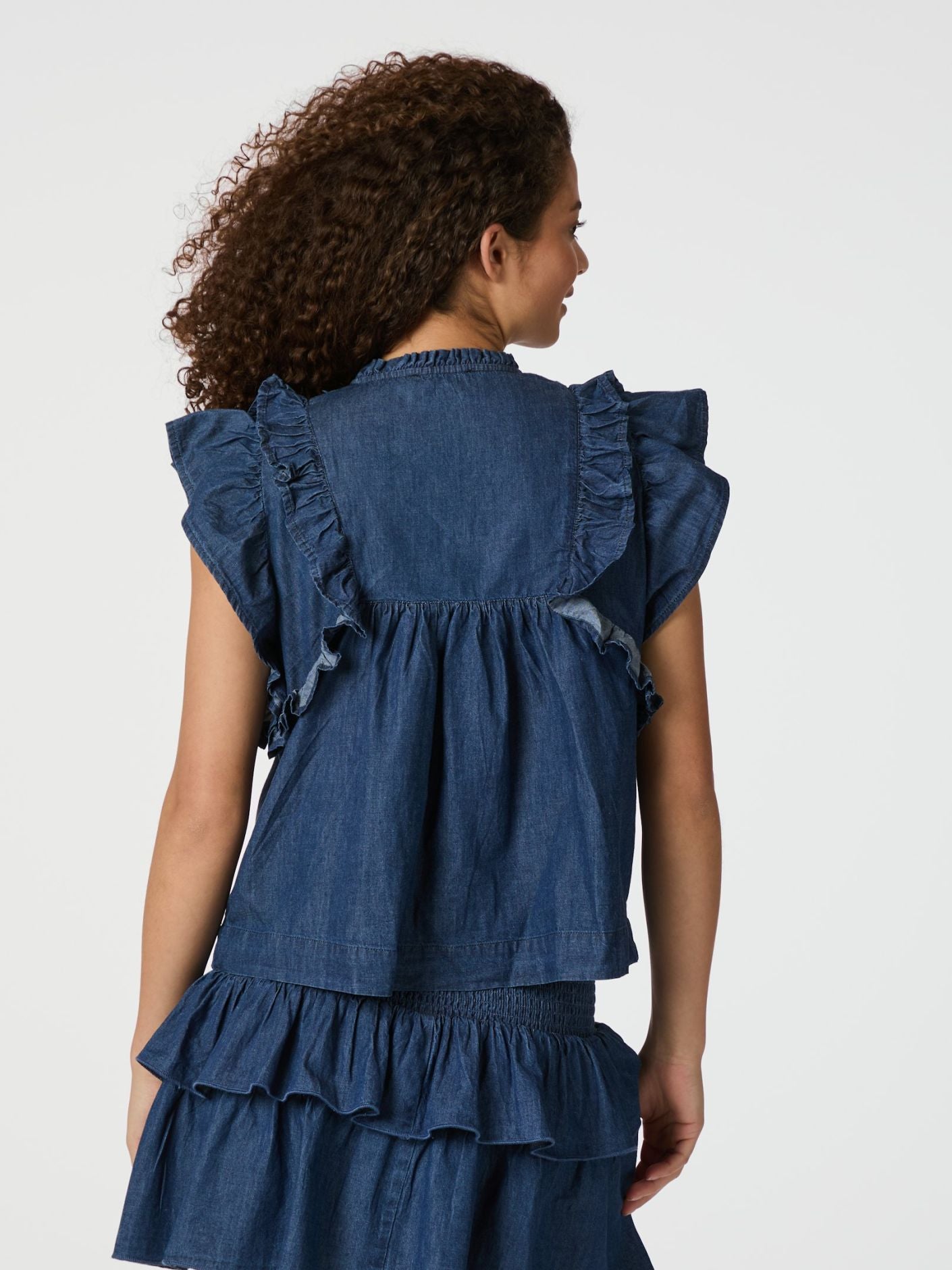 JAYLA DENIM TOP NEO NOIR