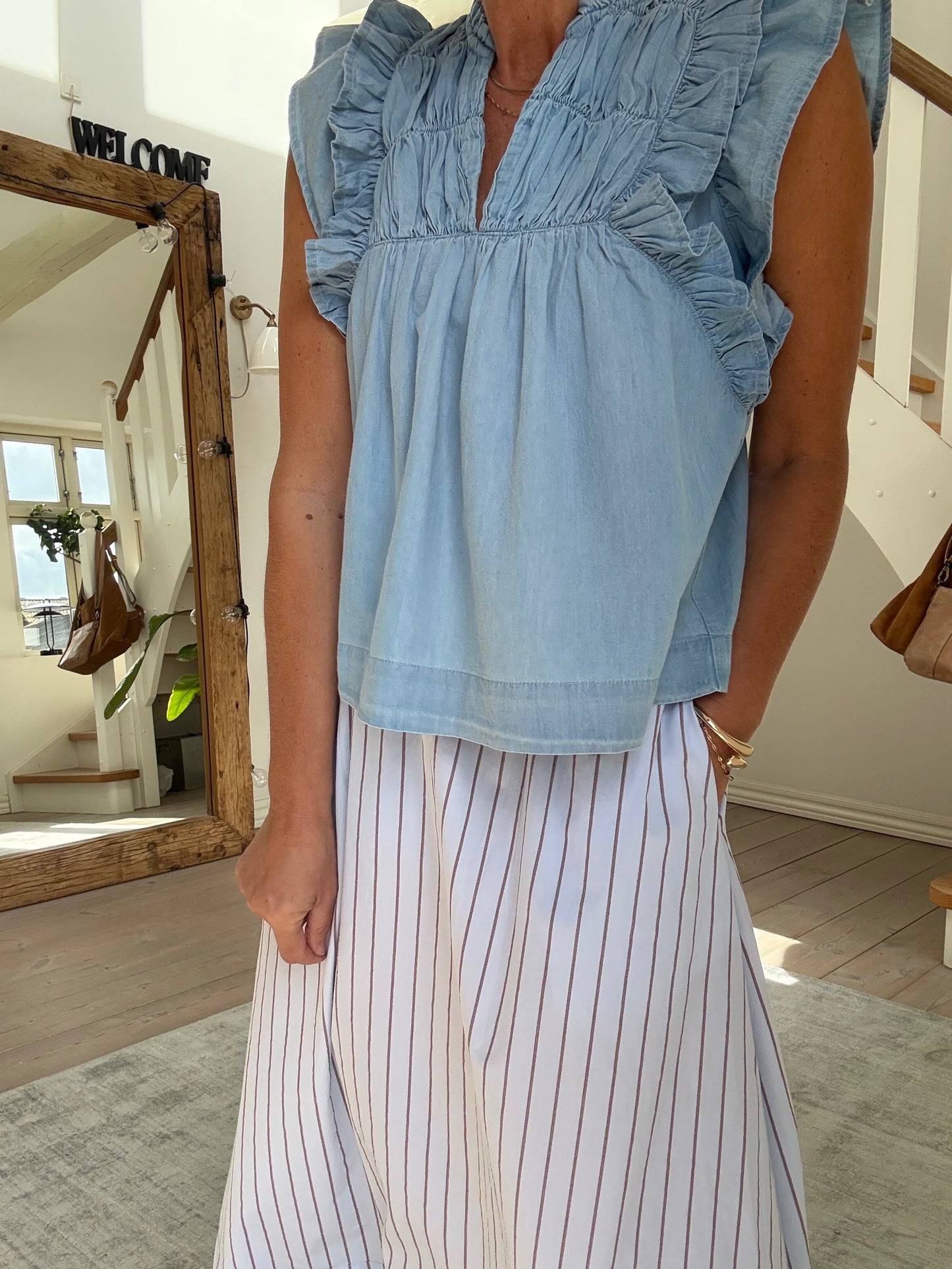 JAYLA DENIM TOP NEO NOIR