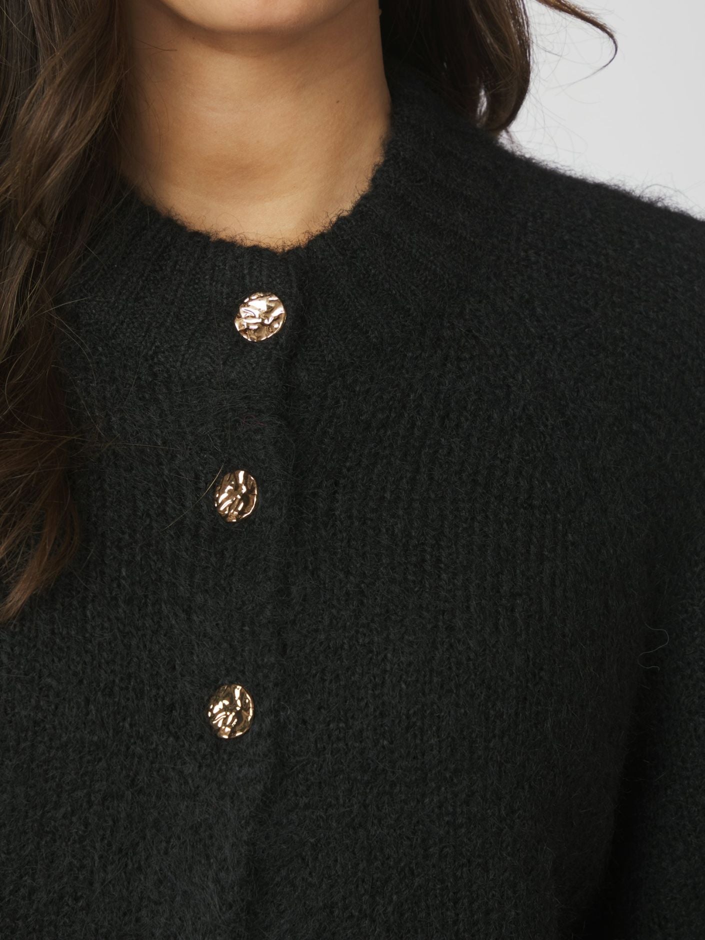BENUTA FLUFFY KNIT CARDIGAN NEO NOIR