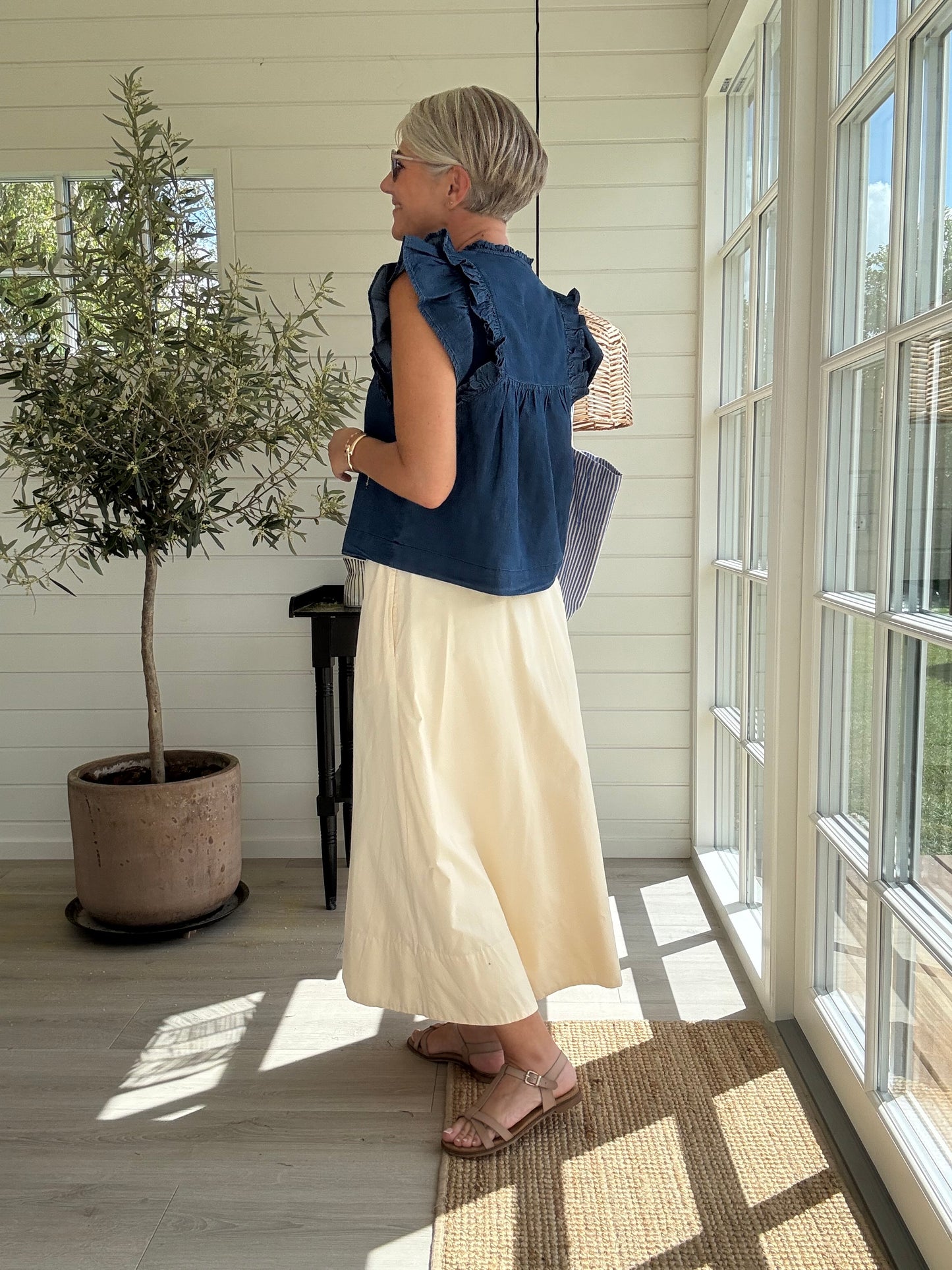 JAYLA DENIM TOP NEO NOIR