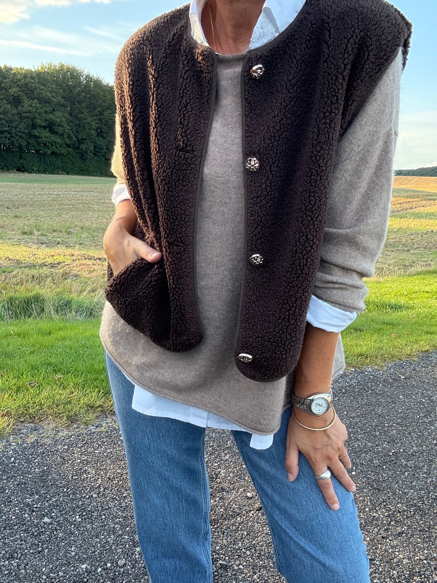 MARIKO TEDDY VEST NEO NOIR