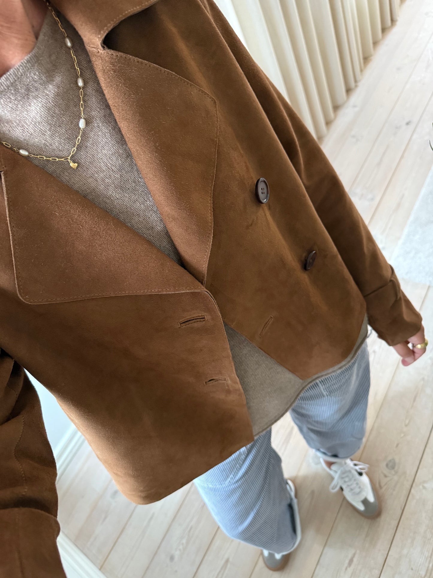 Suede Short Trenchcoat Jakke