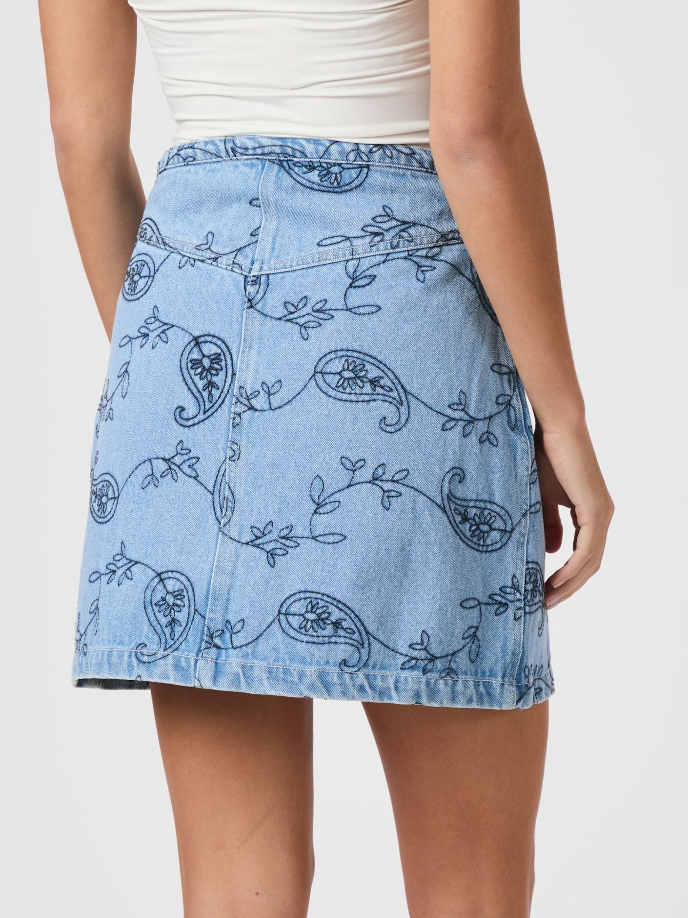 Gabani Embroidery Denim Nederdel