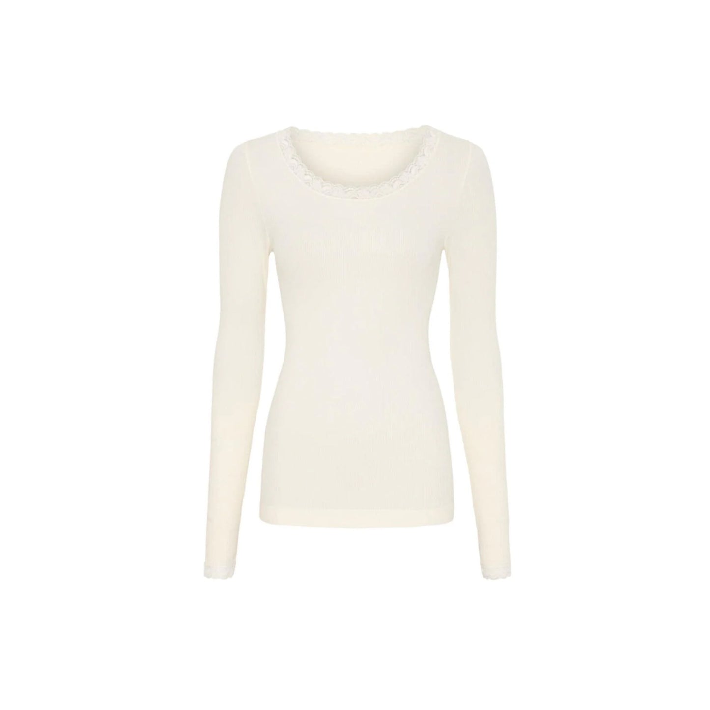Frida L/Æ Rib Top Med Blondekant