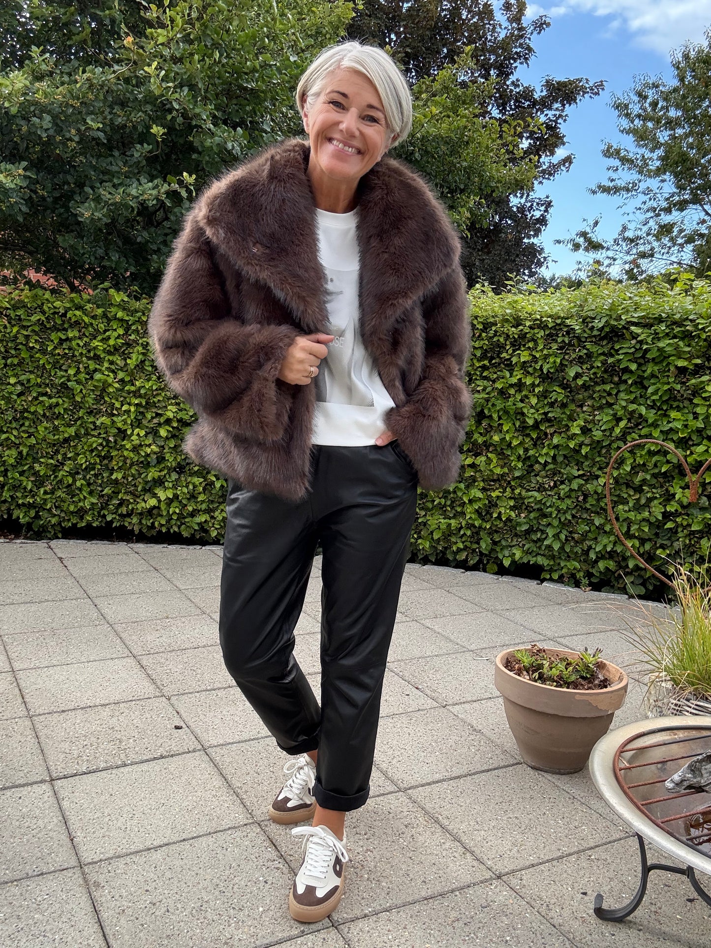 STEPHANIE FAUX FUR JAKKE NEO NOIR