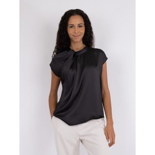 FLEUR DRAPY SATIN BLUSE NEO NOIR