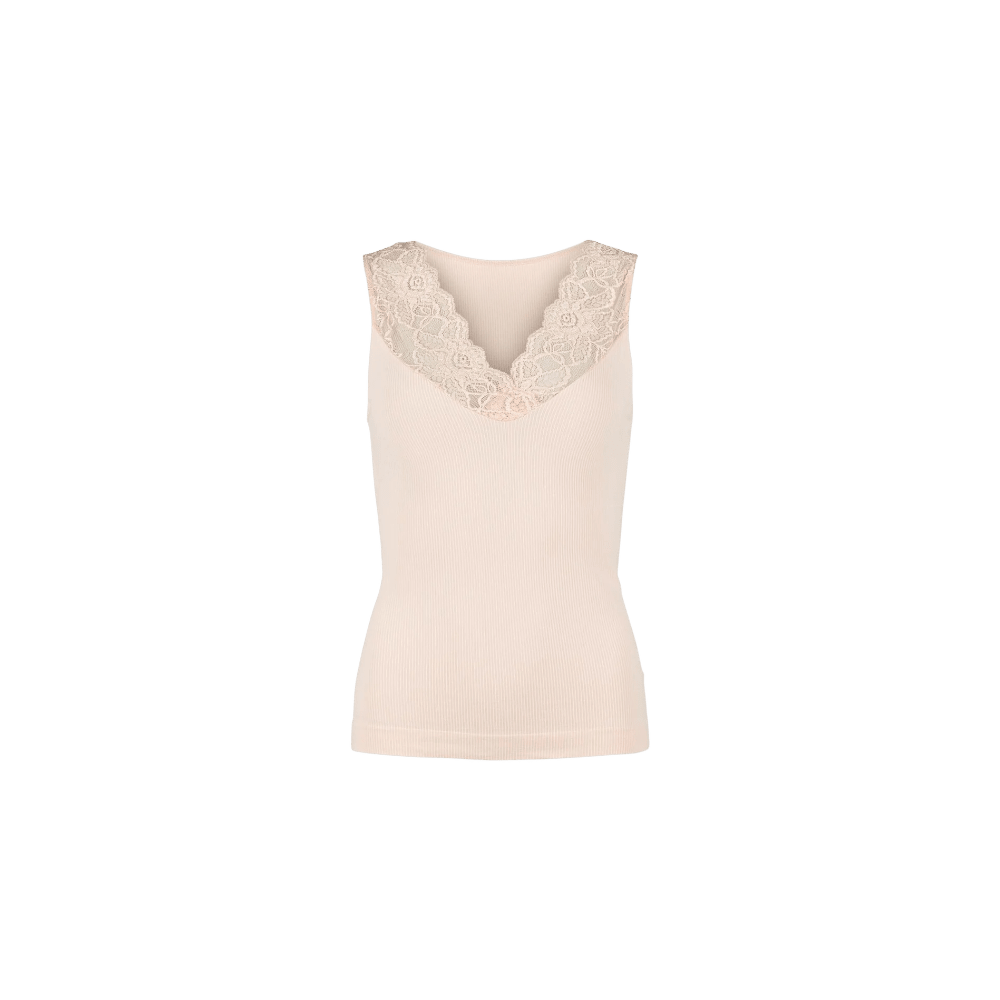BELEN RIB V - HALS BLONDE TOP T&S - LifeStyle Hedensted