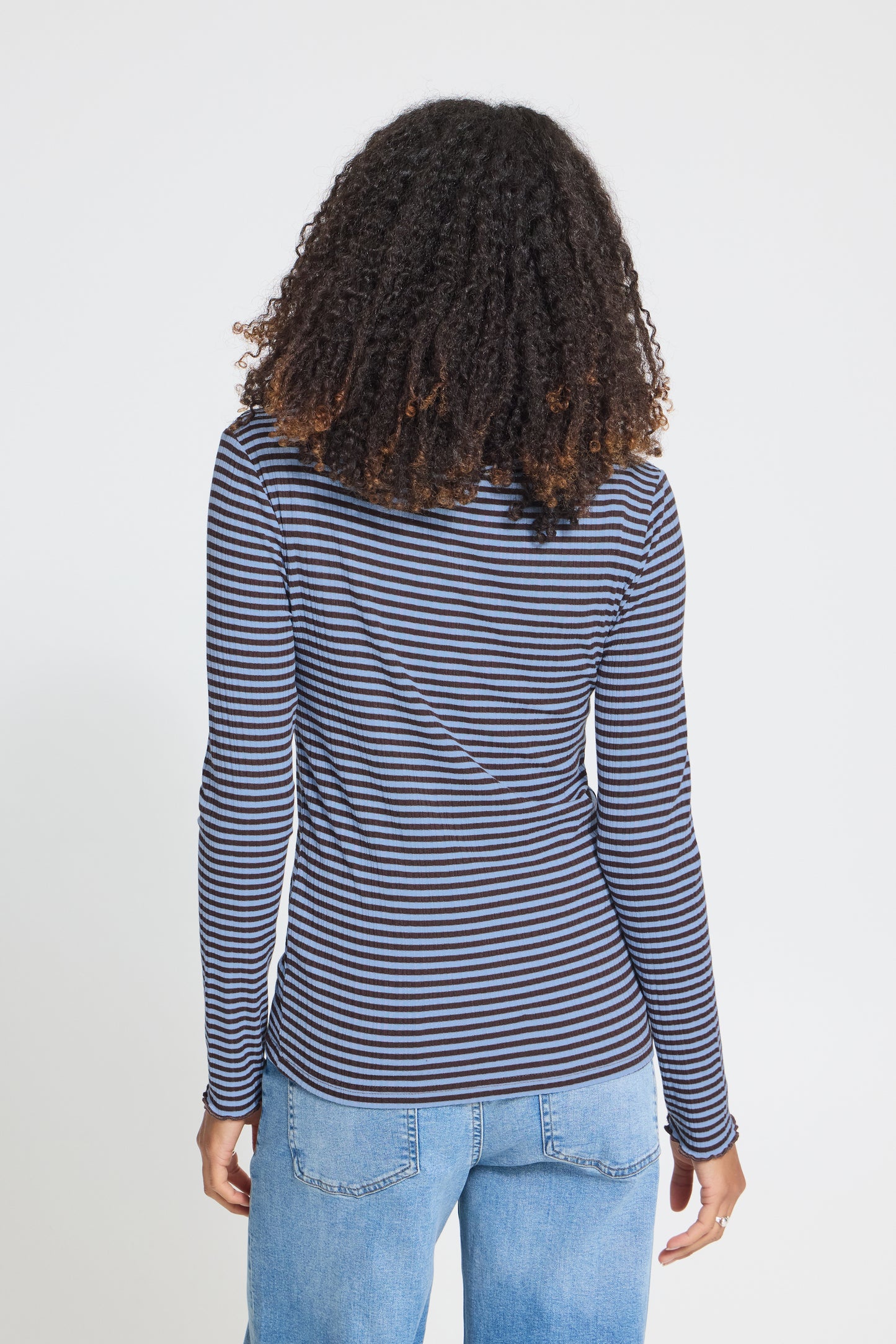CELLA L/Æ T-SHIRT BLÅ/BRUN ICHI