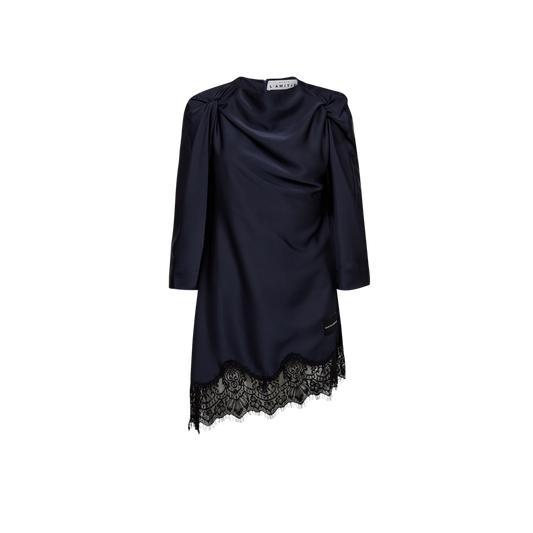 NAOMI TWIST SHOULDER KJOLE NAVY HL