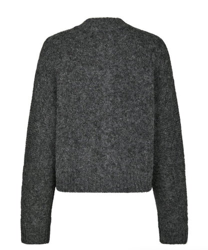 TAURA FLUFFY KNIT CARDIGAN NEO NOIR