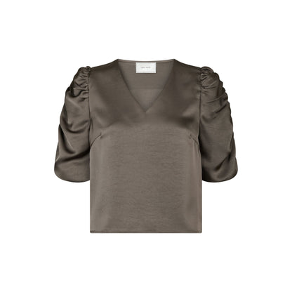 ELBA HEAVY SATIN BLUSE NEO NOIR