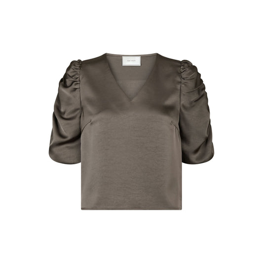 ELBA HEAVY SATIN BLUSE NEO NOIR