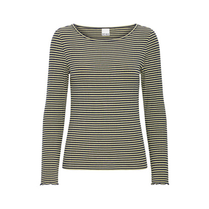CELLA L/Æ T-SHIRT GRØN/BLÅ ICHI (160)