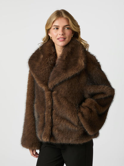 STEPHANIE FAUX FUR JAKKE NEO NOIR