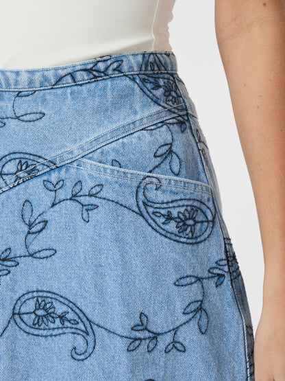 Gabani Embroidery Denim Nederdel