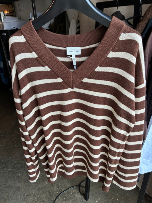 CHARLIN STRIK PULLOVER BRUN STRIBET PT (289)