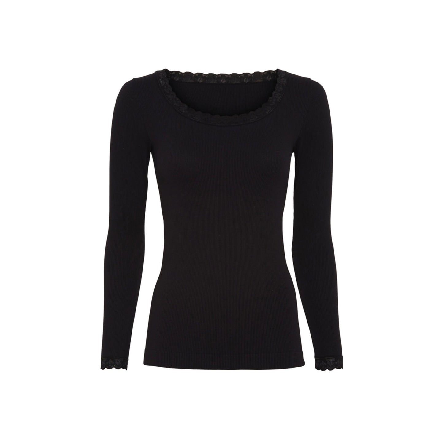 Frida L/Æ Rib Top Med Blondekant