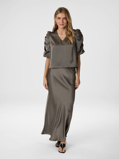 ELBA HEAVY SATIN BLUSE NEO NOIR