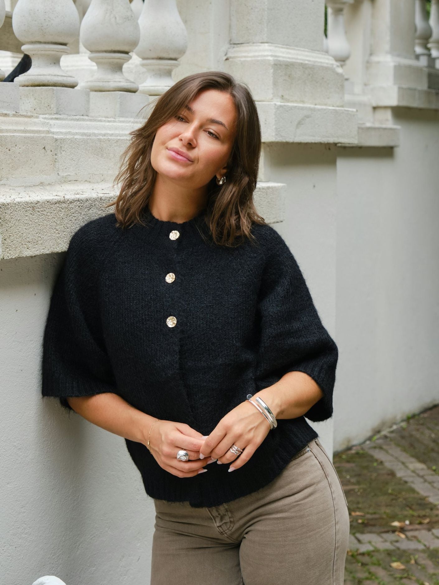 BENUTA FLUFFY KNIT CARDIGAN NEO NOIR