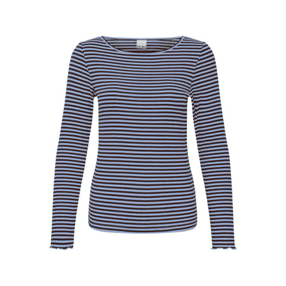 CELLA L/Æ T-SHIRT BLÅ/BRUN ICHI