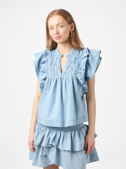 JAYLA DENIM TOP NEO NOIR