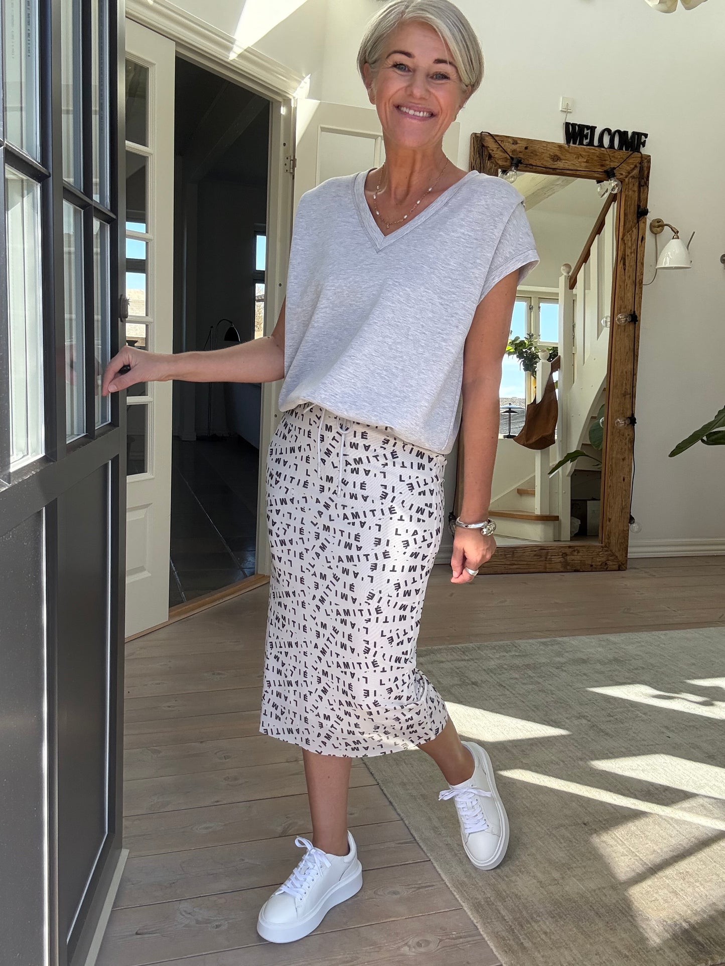 Mesh Logo Pencil Skirt
