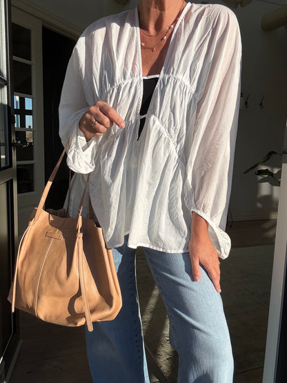 Corrie Cotton Voile Deep V-Neck Top