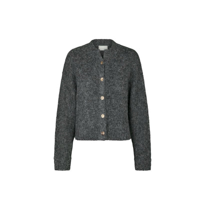 TAURA FLUFFY KNIT CARDIGAN NEO NOIR