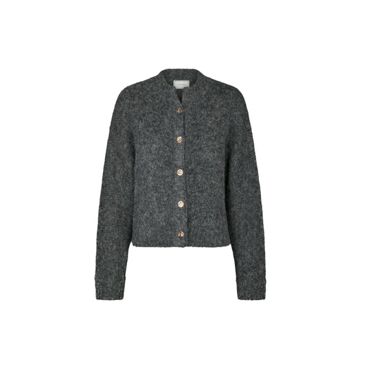 TAURA FLUFFY KNIT CARDIGAN NEO NOIR