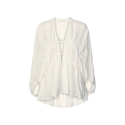 Corrie Cotton Voile Deep V-Neck Top