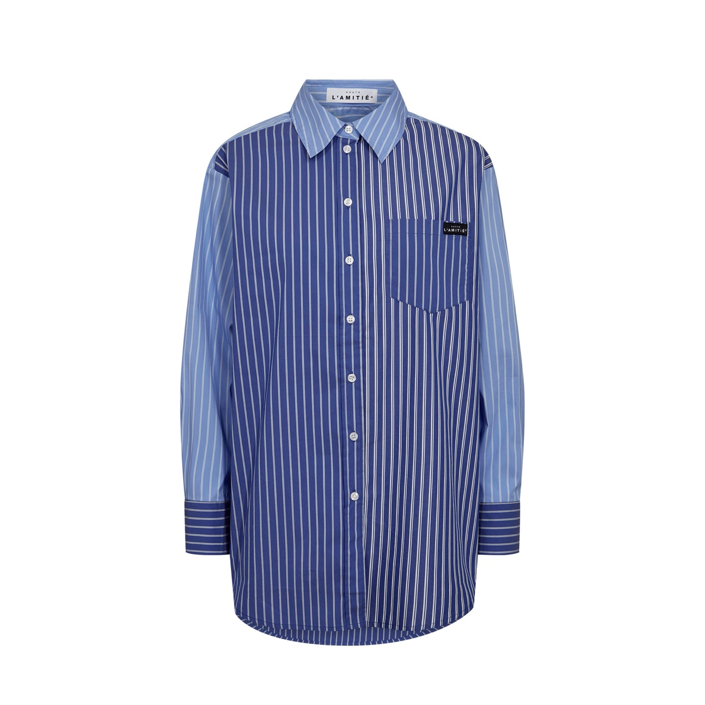 BLUE MIX STRIPE SKJORTE HL (110)