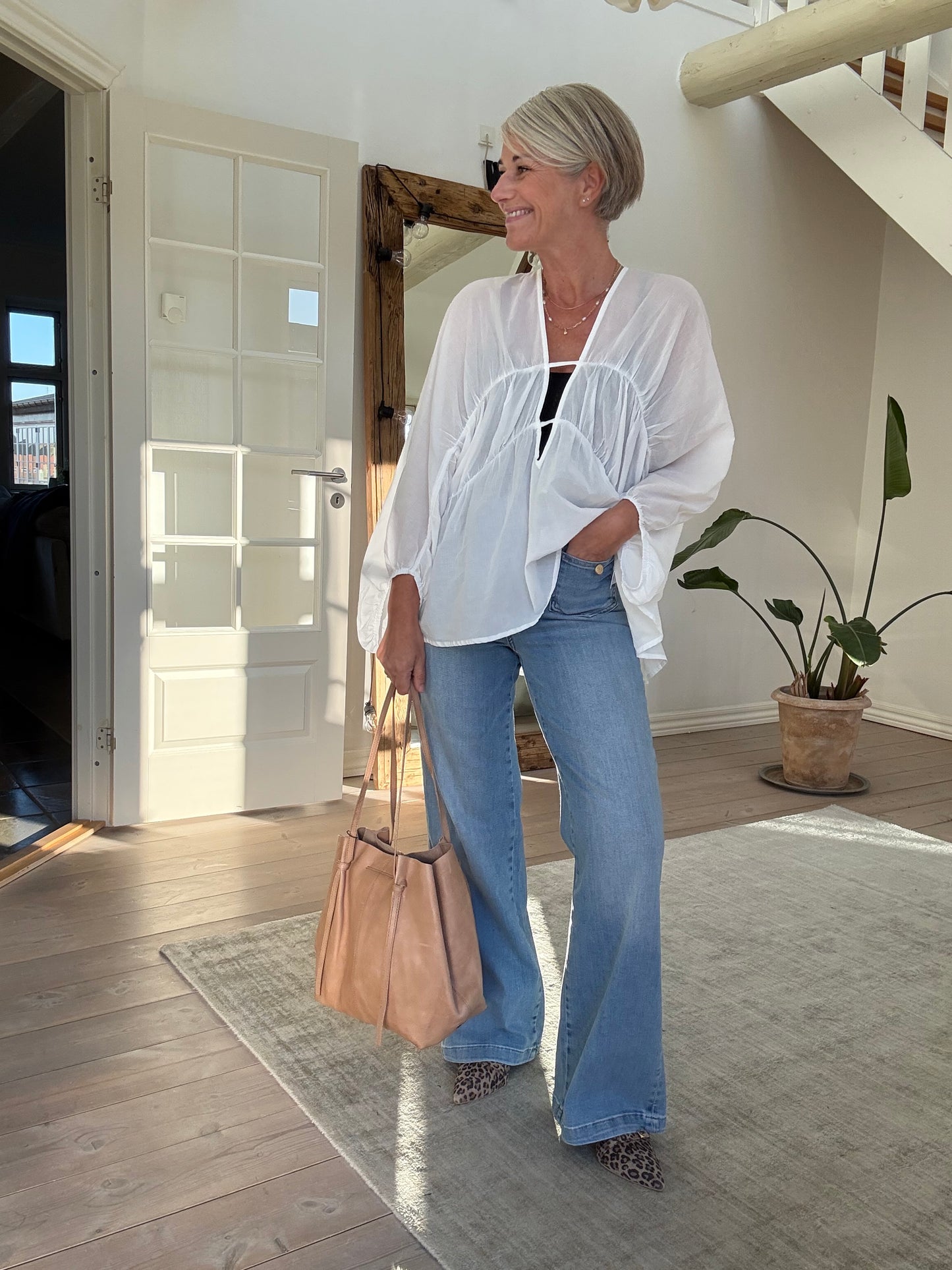 Corrie Cotton Voile Deep V-Neck Top