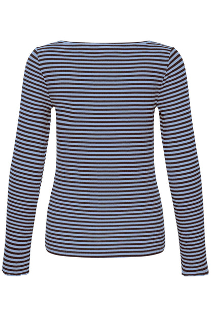 CELLA L/Æ T-SHIRT BLÅ/BRUN ICHI