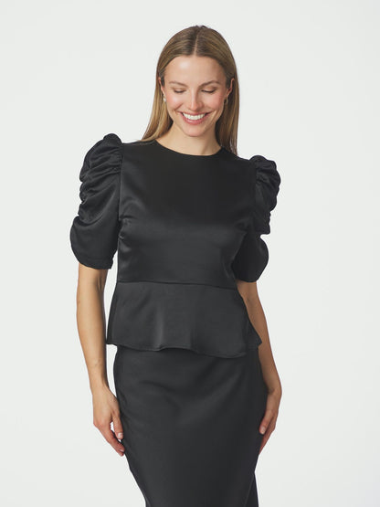 BENUA HEAVY SATEEN BLUSE SORT NN