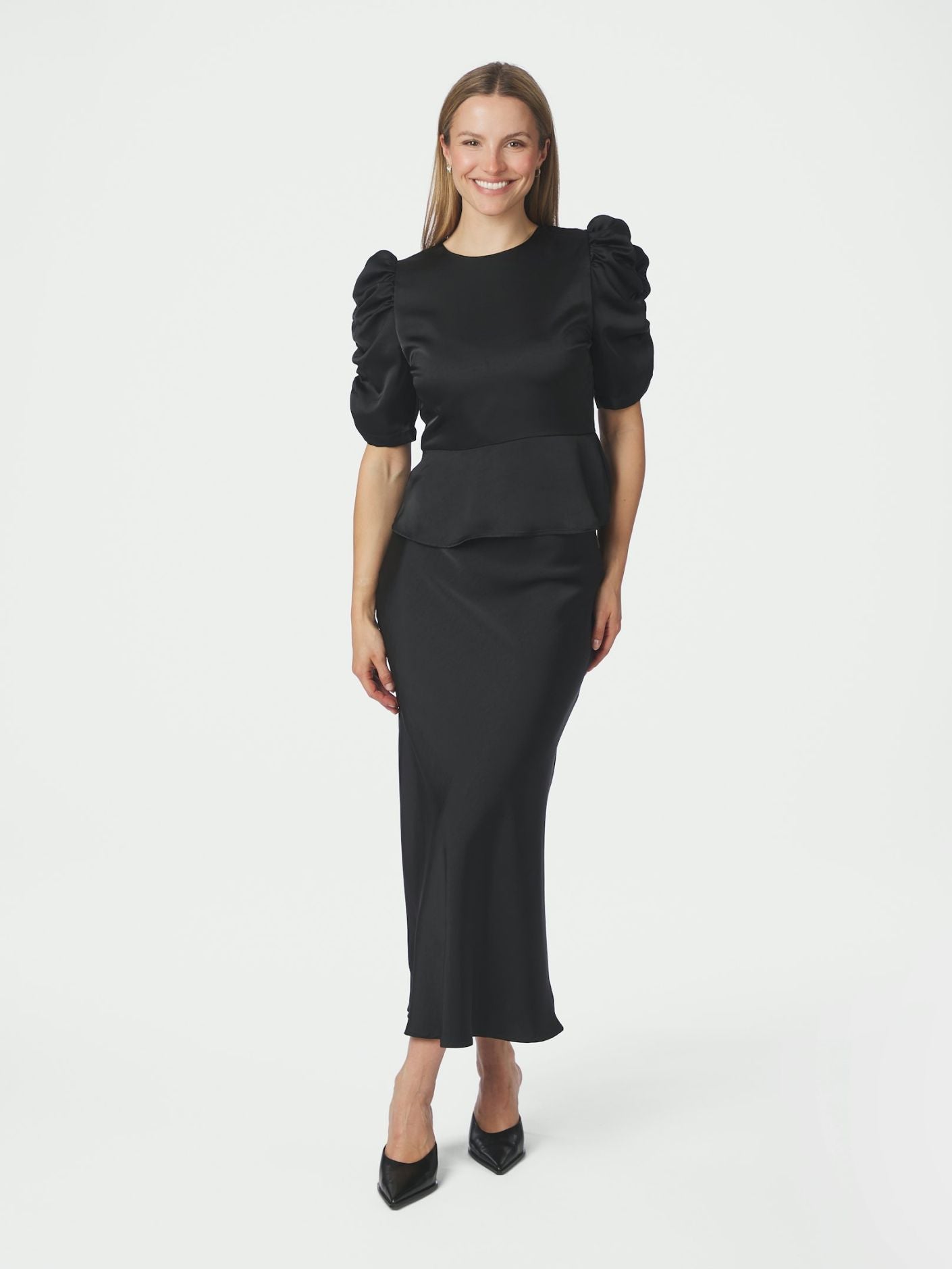 BENUA HEAVY SATEEN BLUSE SORT NN