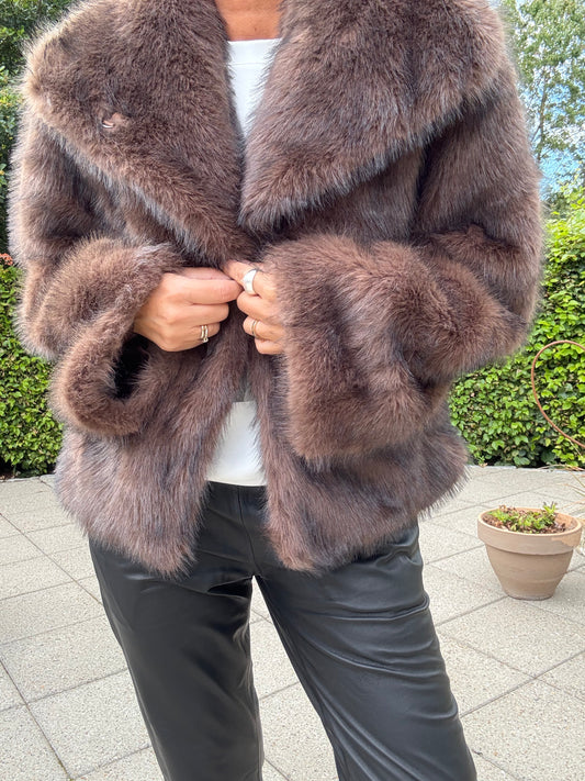 STEPHANIE FAUX FUR JAKKE NEO NOIR