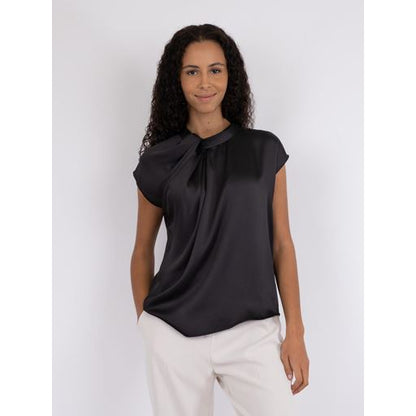 FLEUR DRAPY SATIN BLUSE NEO NOIR