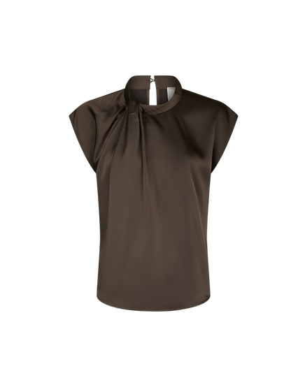 FLEUR DRAPY SATIN BLUSE NEO NOIR