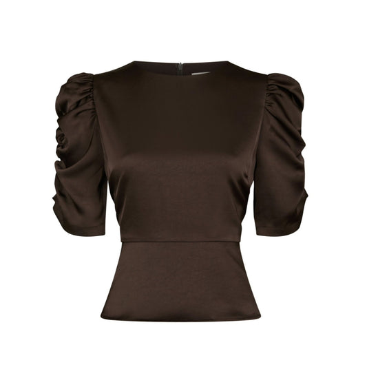 BENUA HEAVY SATEEN BLUSE BRUN NN - LifeStyle Hedensted